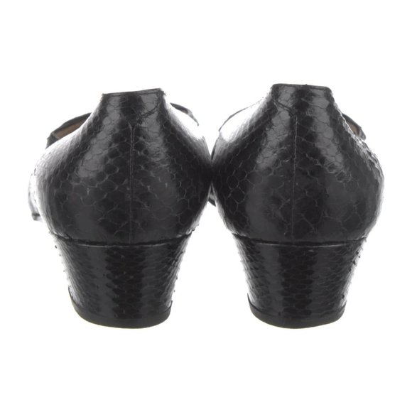 HELENE ARPELS (AS IN VAN CLEEF ARPELS) BLACK SNAKESKIN LEATHER W/GOLD ROPE CHAIN - Picture 4 of 5